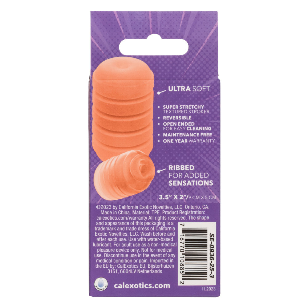 Pop Sock Ribbed Reversible Stroker Soft Tight Stretchy Material Orange > Sex Toys For Men > Masturbators Cup