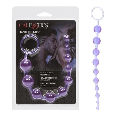 X-10 Beads Purple Graduated Anal Pleasure Beads with Easy Retrieval Loop and Smooth Jelly Finish > Anal Range > Anal Beads