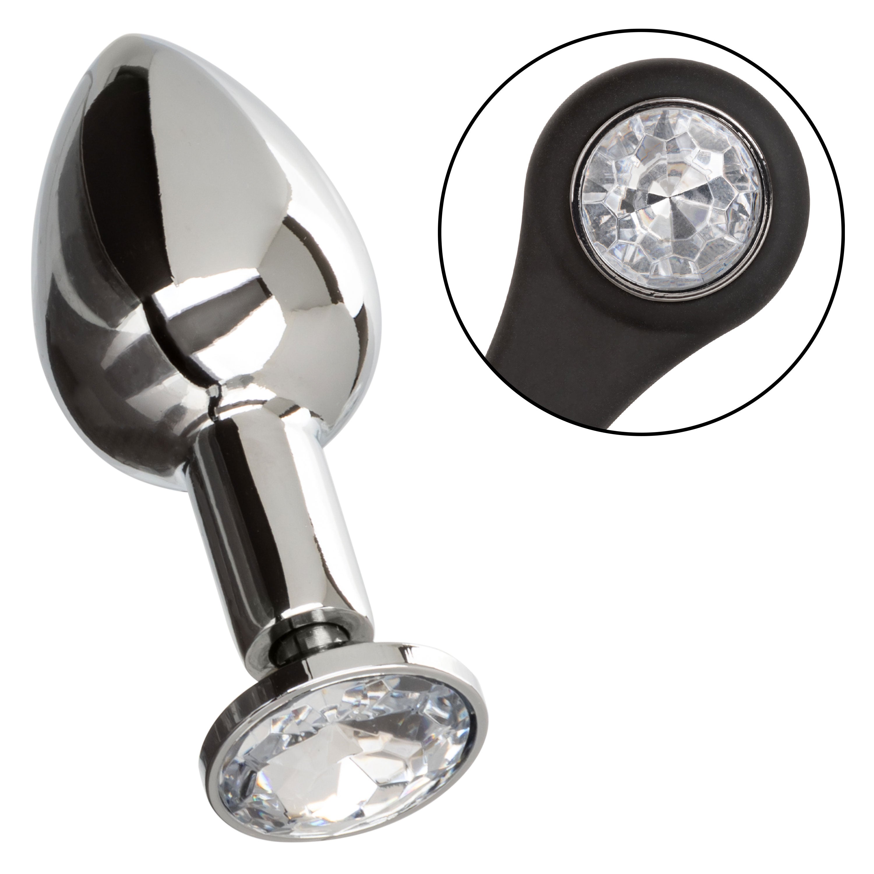Star Fucker Mini Plug Black Silicone Dual Enhancer with Metal Probe and Sparkling Gem Base Secondary image
