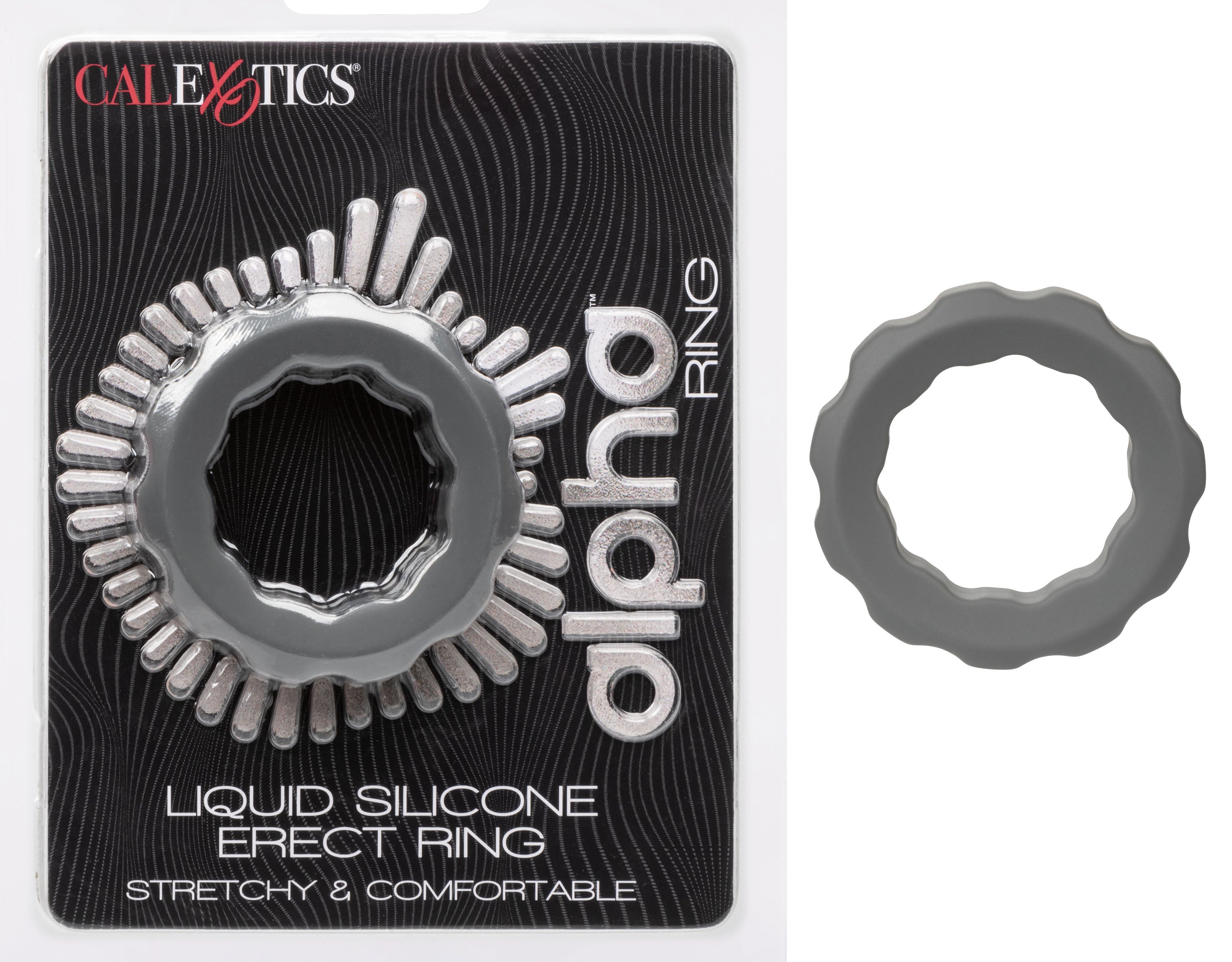 Alpha Liquid Silicone Erect Ring Stretchy Comfortable Gray Beaded Design COCK RINGS