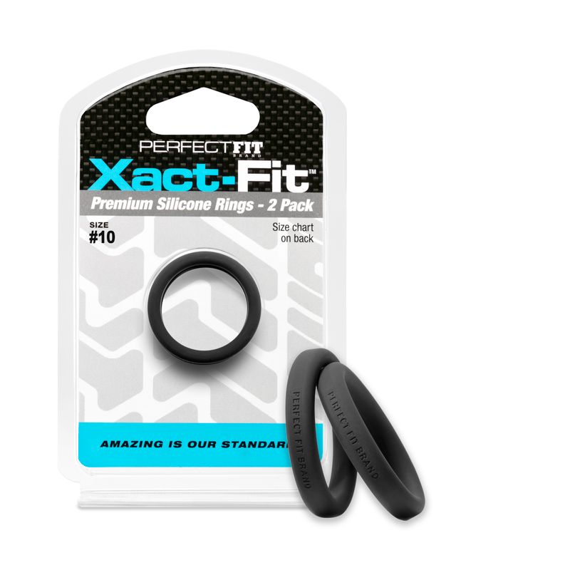 Xact-Fit #10 1in 2 Pk Precision Cock Ring Set Black COCK RINGS Main image