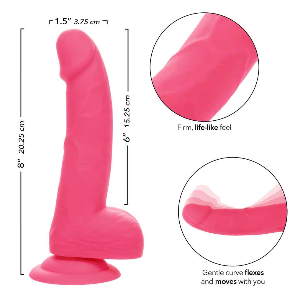 Neon Silicone Studs 6 Inch 15.25 cm Pink Silicone Dildo With Suction Cup Base DONGS