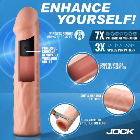 Jock Enhancers 1.5 Inch Vibrating Penis Extension with Remote Medium SLEEVES