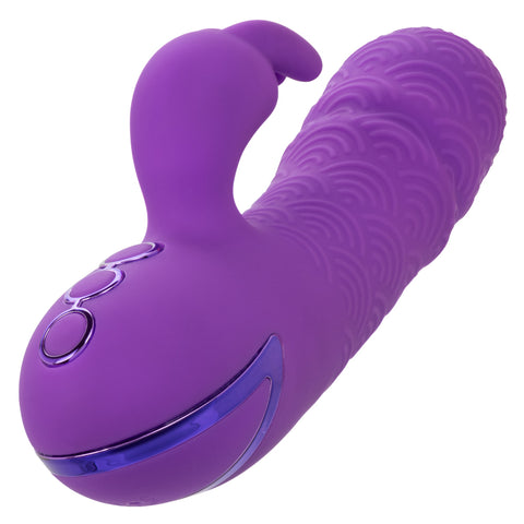 California Dreaming Manhattan Beach Marvel Purple Silicone Rabbit Vibrator with 10 Vibration Functions and 3 Thrusting Speeds Waterproof IPX7 USB Rechargeable VIBRATORS-RABBIT