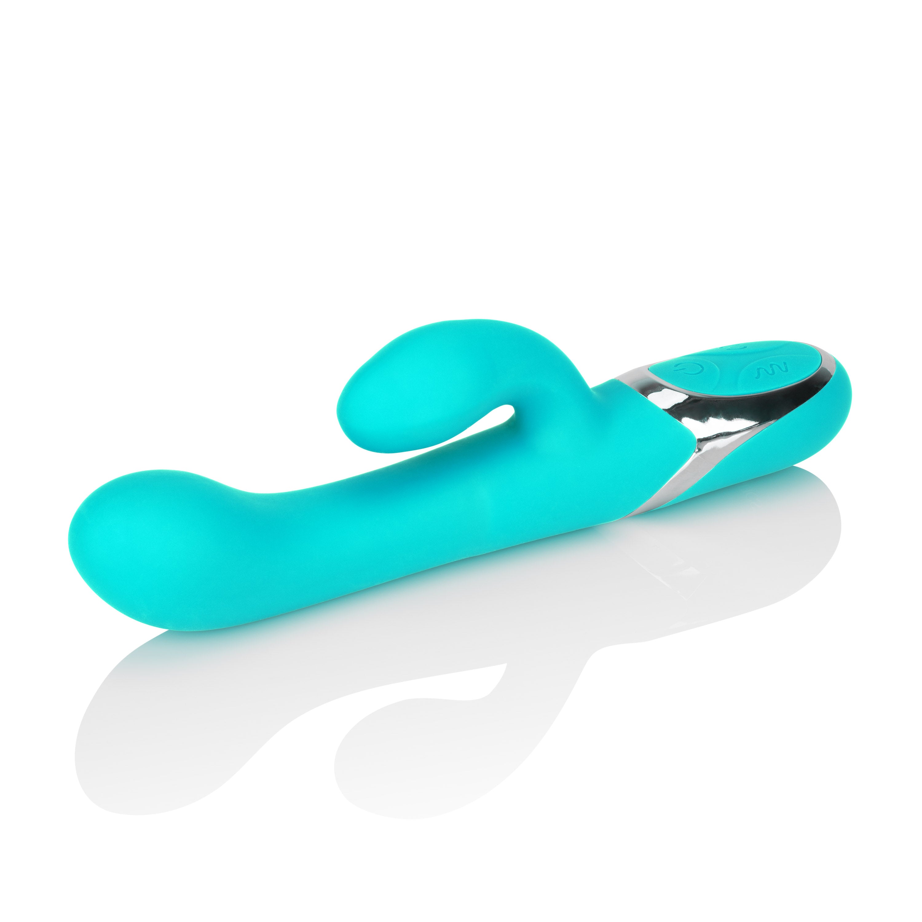 Enchanted Lover Vibrating Massager with Rotating Beads and Clitoral Stimulator in Teal Silicone > Vibrators > Ladies > Rabbit