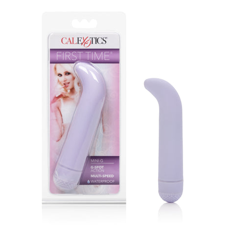 First Time Mini-G Purple 4.5 Inch Multi-Speed G-Spot Vibrator with Curved Tip and Waterproof Design Purple BULLETS
