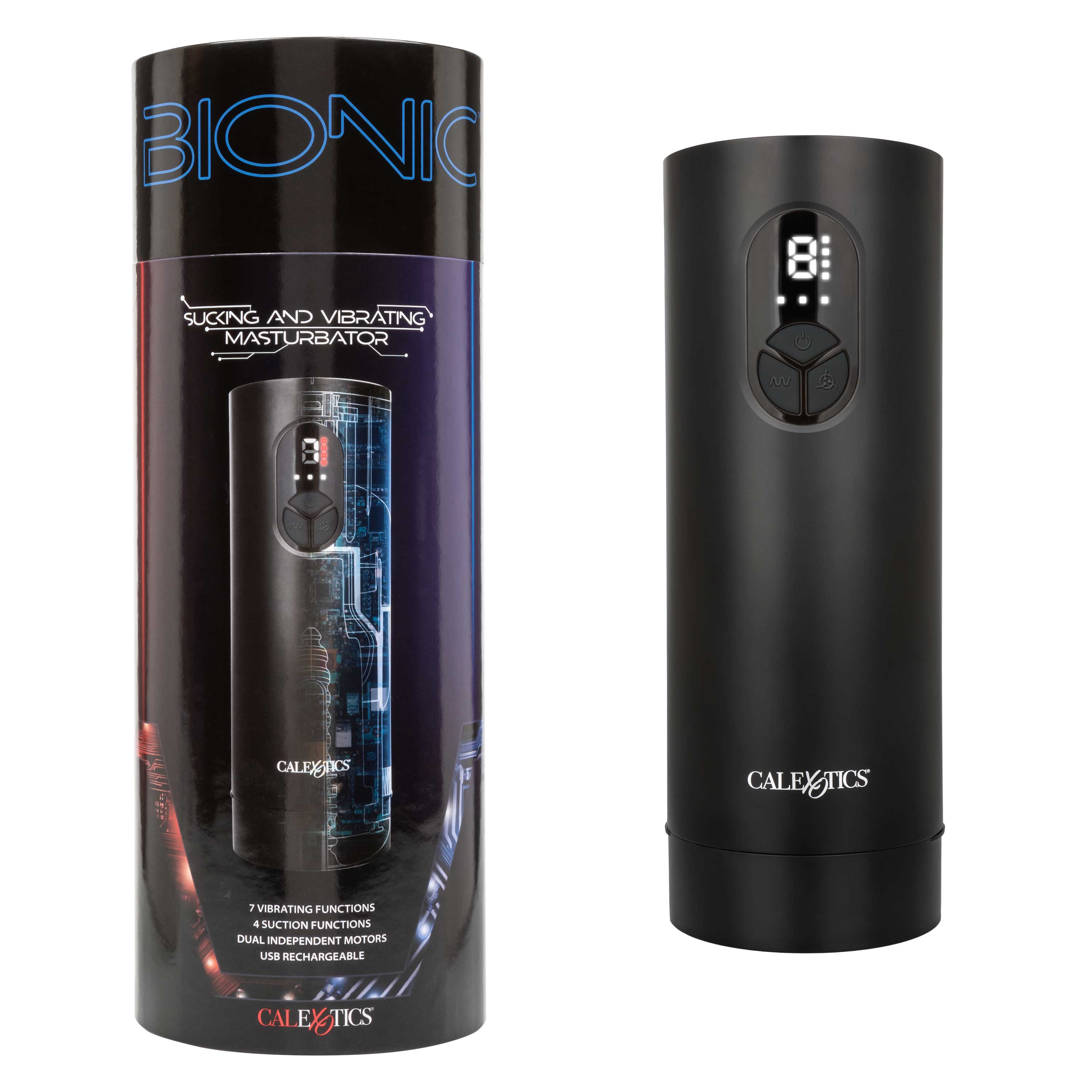 Bionic Sucking and Vibrating Masturbator Black with 4 Suction Levels and 7 Vibration Modes > Sex Toys For Men > Masturbators Premium