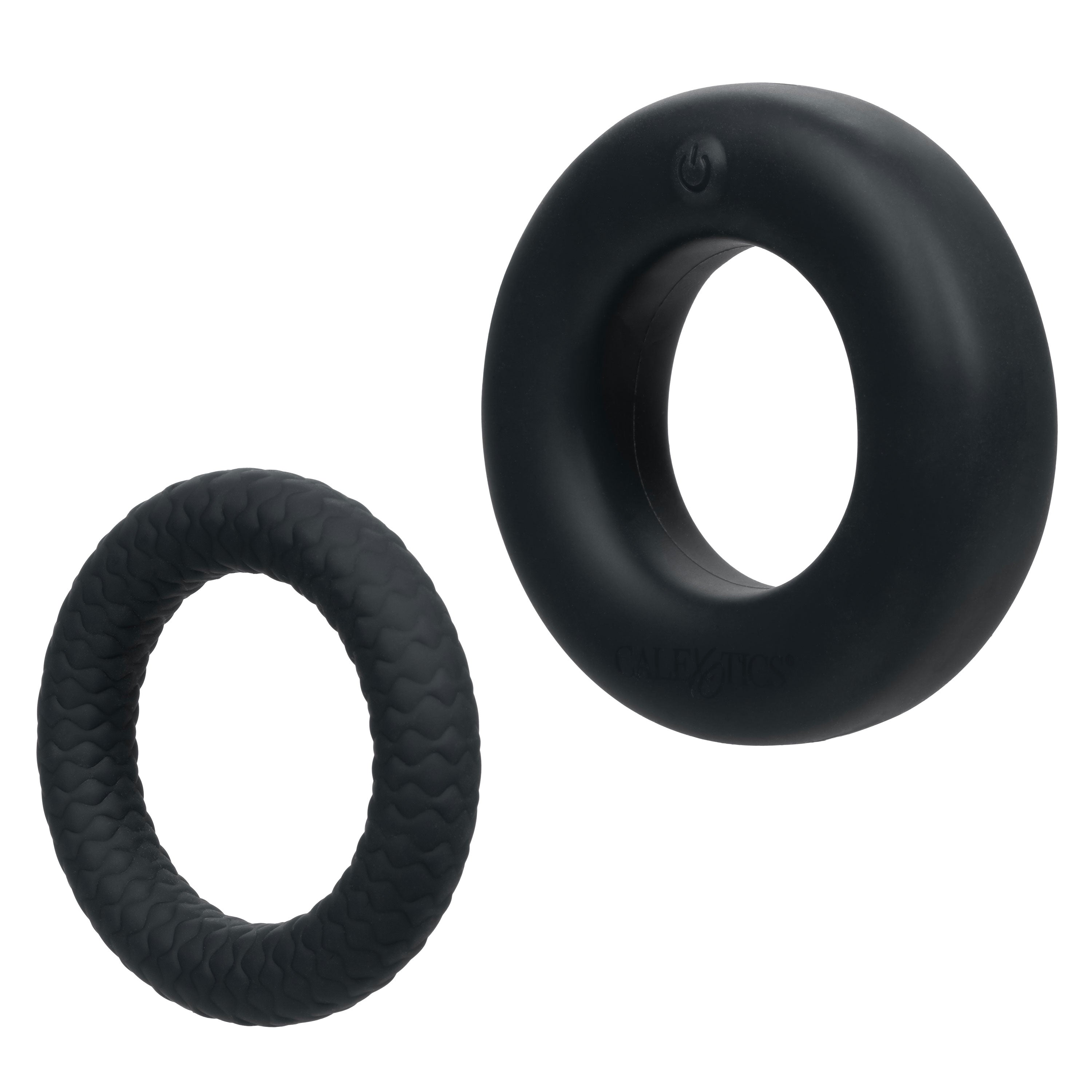 Link Up Optimum Black Dual-Density Silicone Vibrating Enhancer and Ultra-Soft Textured Support Ring > Cock Ring > Vibrating
