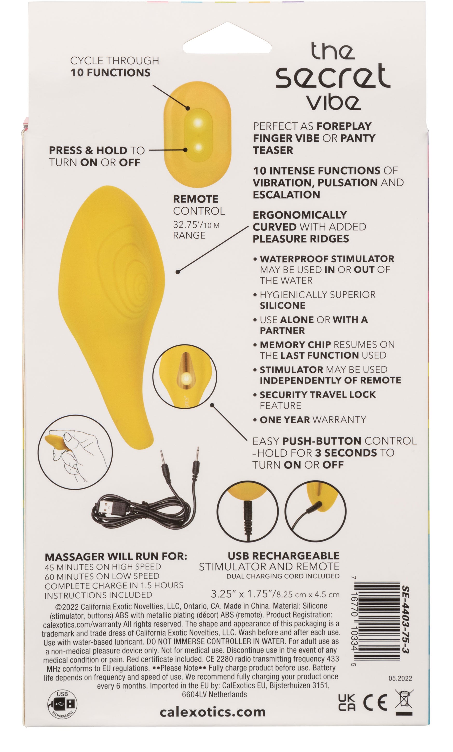 Neon Vibes The Secret Vibe Remote Controlled Yellow Silicone Vibrator > Vibrators > Finger Vibrators