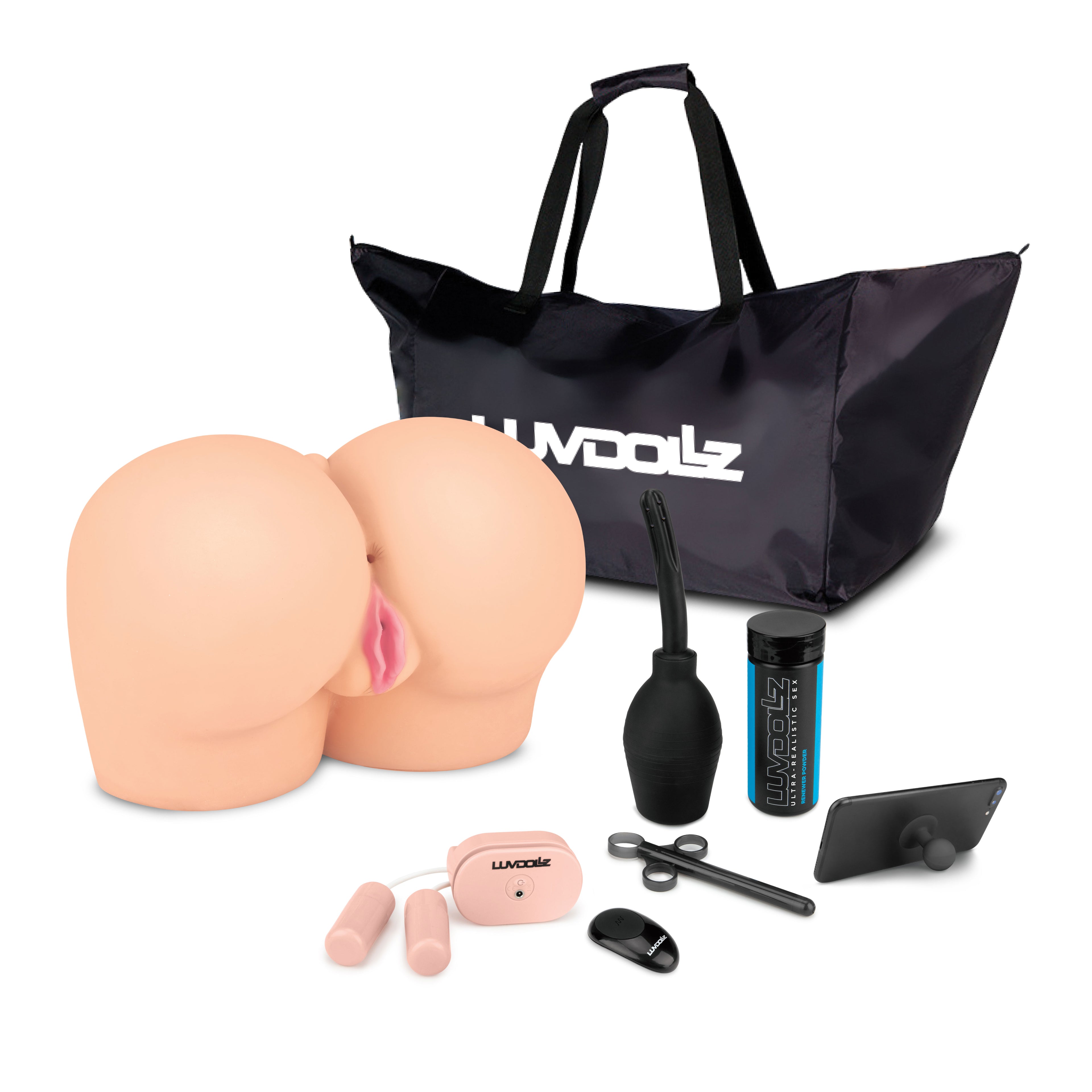 Luvdollz Remote Control Doggy Style Pussy and Ass Masturbator Cream Color Ultra Real-Feel 20 Pounds > Sex Toys For Men > Assbators