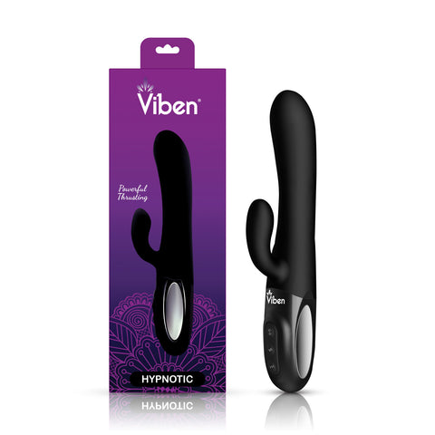 Viben Hypnotic Thrusting Rabbit Vibe with Swinging Clit Stimulator in Black VIBRATORS-RABBIT