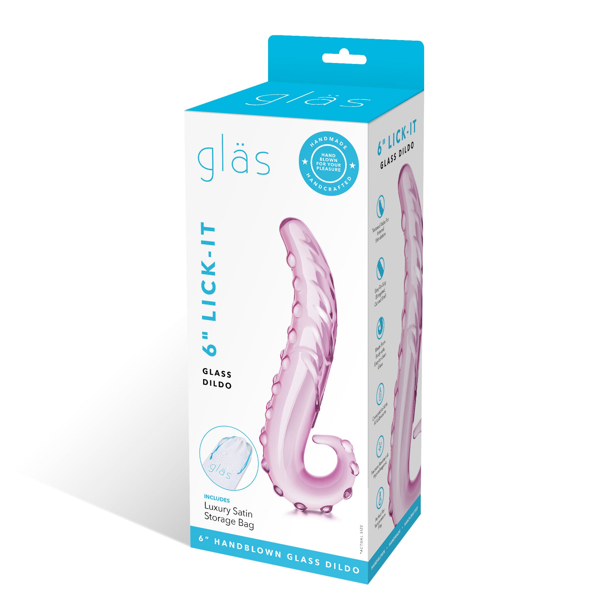 Glas Lick It 6 Inch Textured Glass Dildo > Glass > Dildos