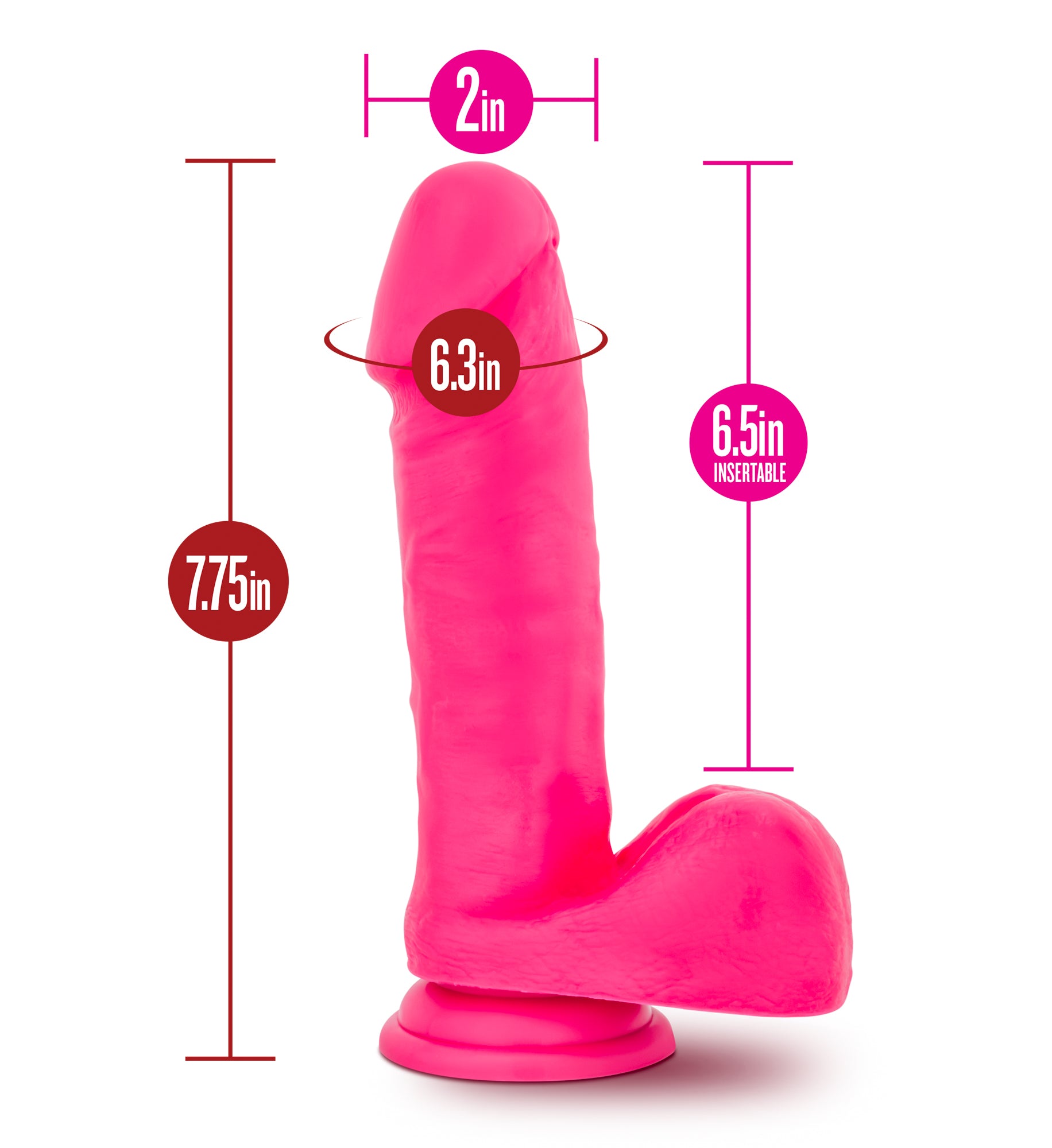 Ruse Big Poppa Hot Pink Dildo 6.6 Inch Insertable Length > Dildos > Realistic Dildos