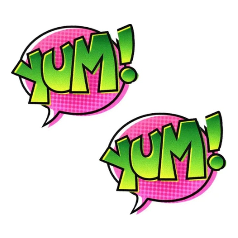 YUM Comic-Style Pasties – 2.5x2.5 Inches Retro Design Adhesive Pasties Set > Clothes > Pasties