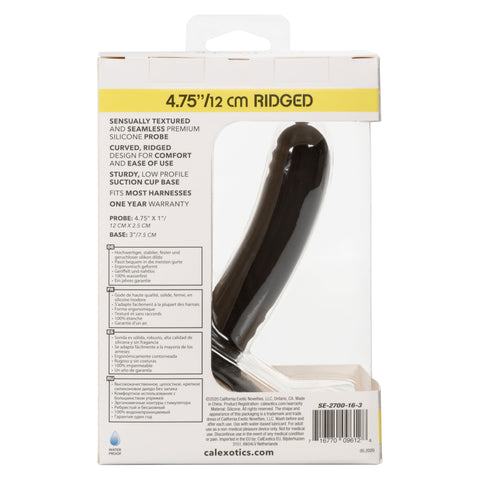 Boundless 4.75"/12cm Ridged Black Silicone Probe with Suction Cup Base > Dildos > Neutral Dildos