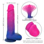 Naughty Bits Ombré Hombre XL Vibrating Dildo in Pink and Blue with Glitter Finish > Vibrators > Realistic Vibrators