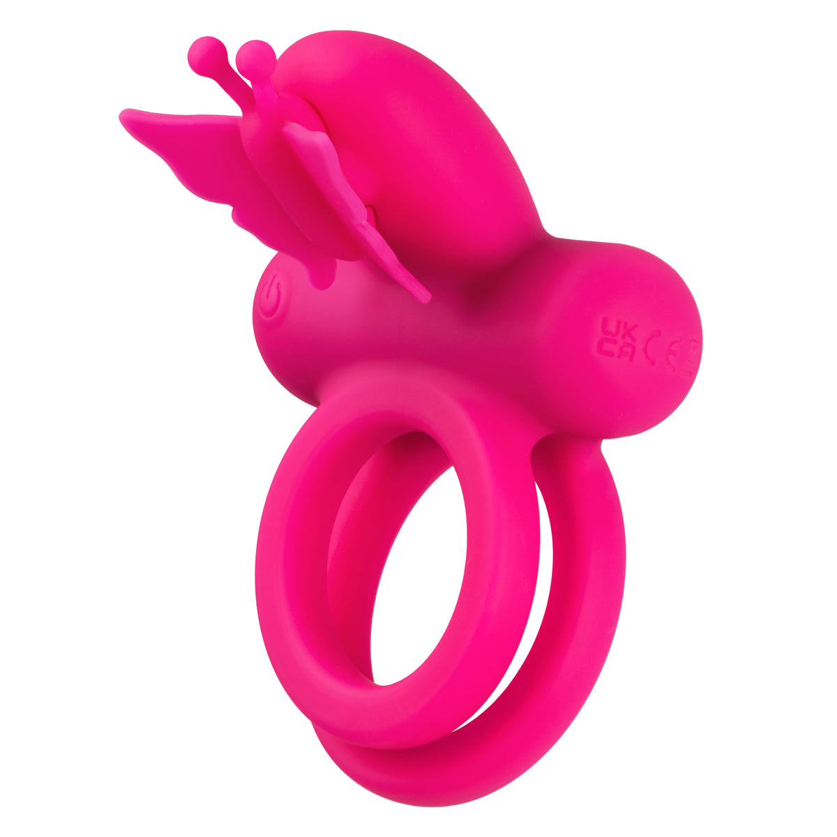CalExotics Silicone Pink Butterfly Dual Ring with 12 Vibration Functions and Waterproof Design > Cock Ring > Vibrating