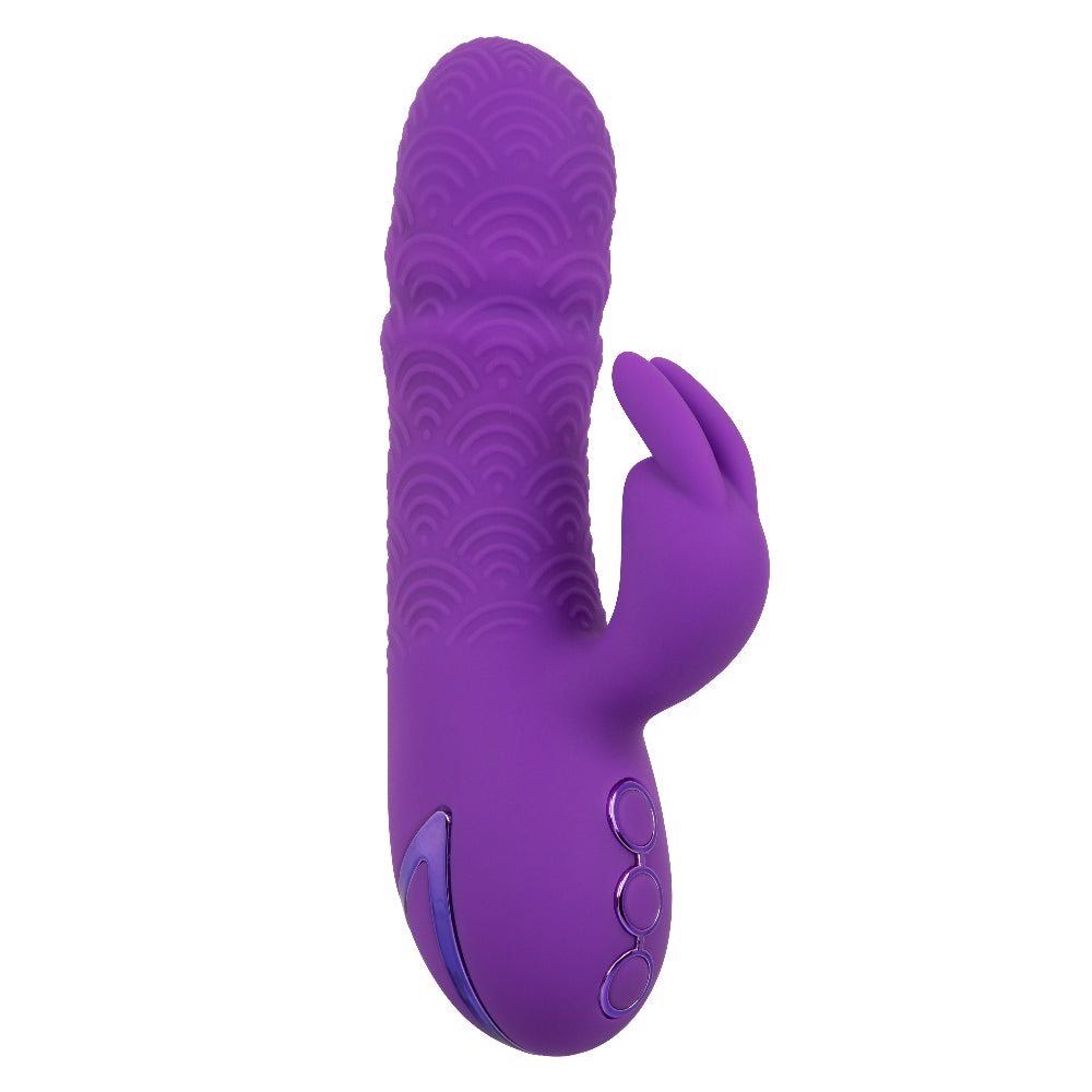 California Dreaming Manhattan Beach Marvel Purple Silicone Rabbit Vibrator with 10 Vibration Functions and 3 Thrusting Speeds Waterproof IPX7 USB Rechargeable VIBRATORS-RABBIT