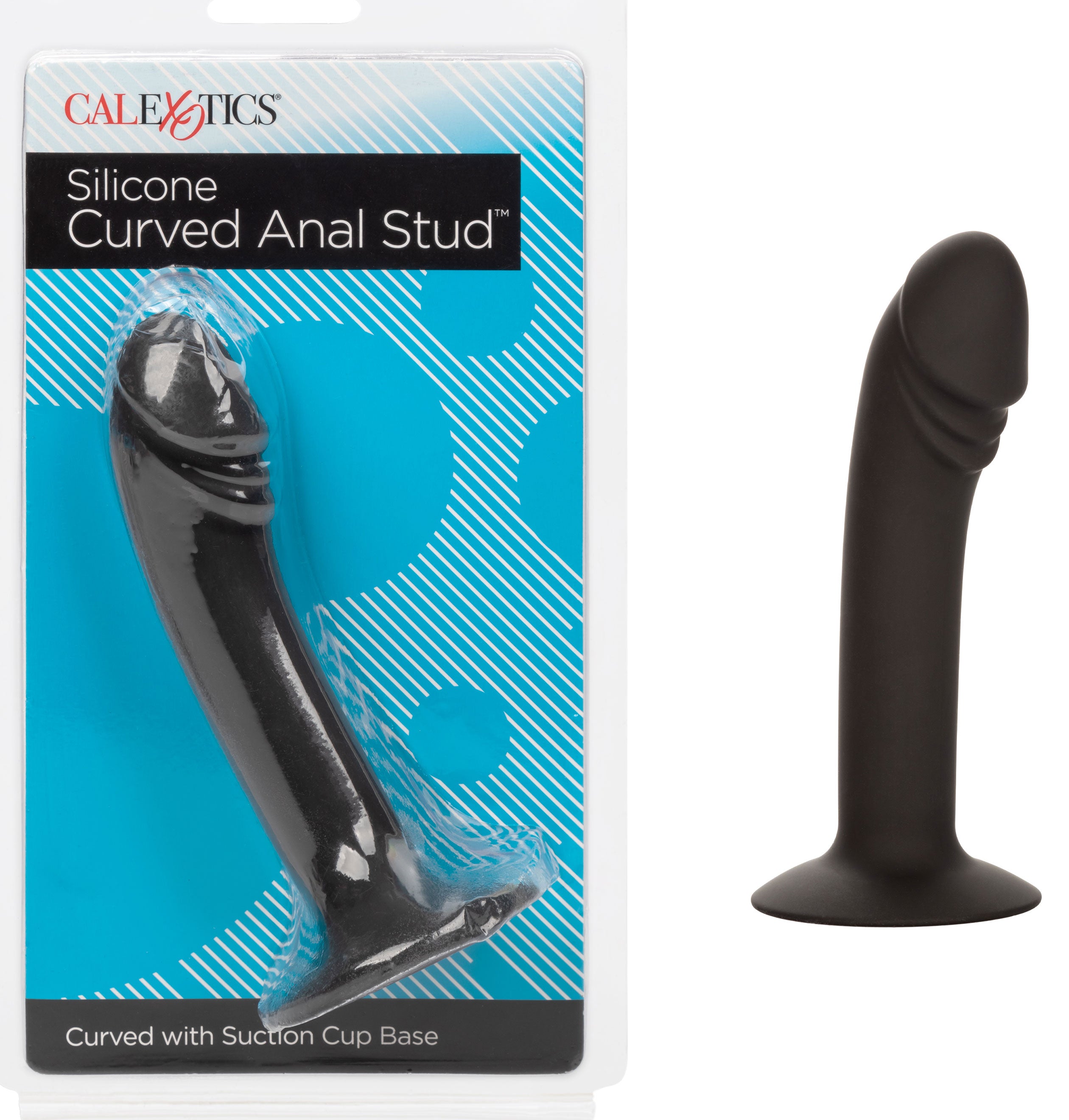 CalExotics Silicone Curved Anal Stud Black Smooth Silicone with Suction Cup Base 5 Inch > Anal Range > Butt Plugs