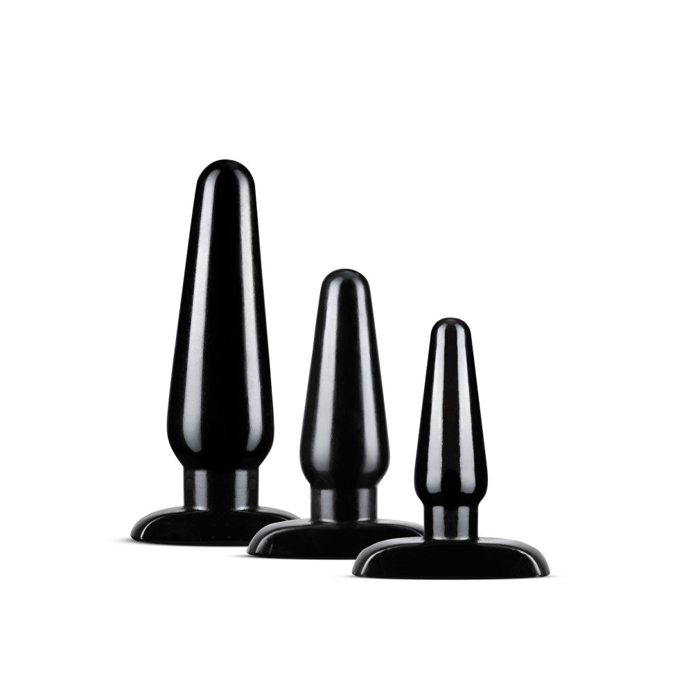 Anal Adventures 3 Pc Basic Plug Kit (Black) – Beginner 4 Inch and Medium > Anal Range > Butt Plug Kits Main image