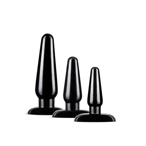 Anal Adventures 3 Pc Basic Plug Kit Black Black > Anal Range > Butt Plug Kits