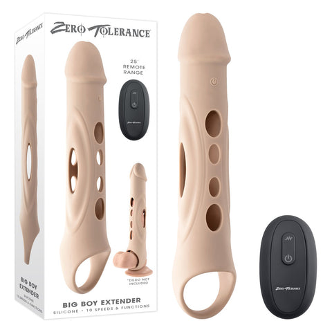 Zero Tolerance Big Boy Extender Light 8 Inch Insertable Penis Extender with Remote Control Flesh SLEEVES