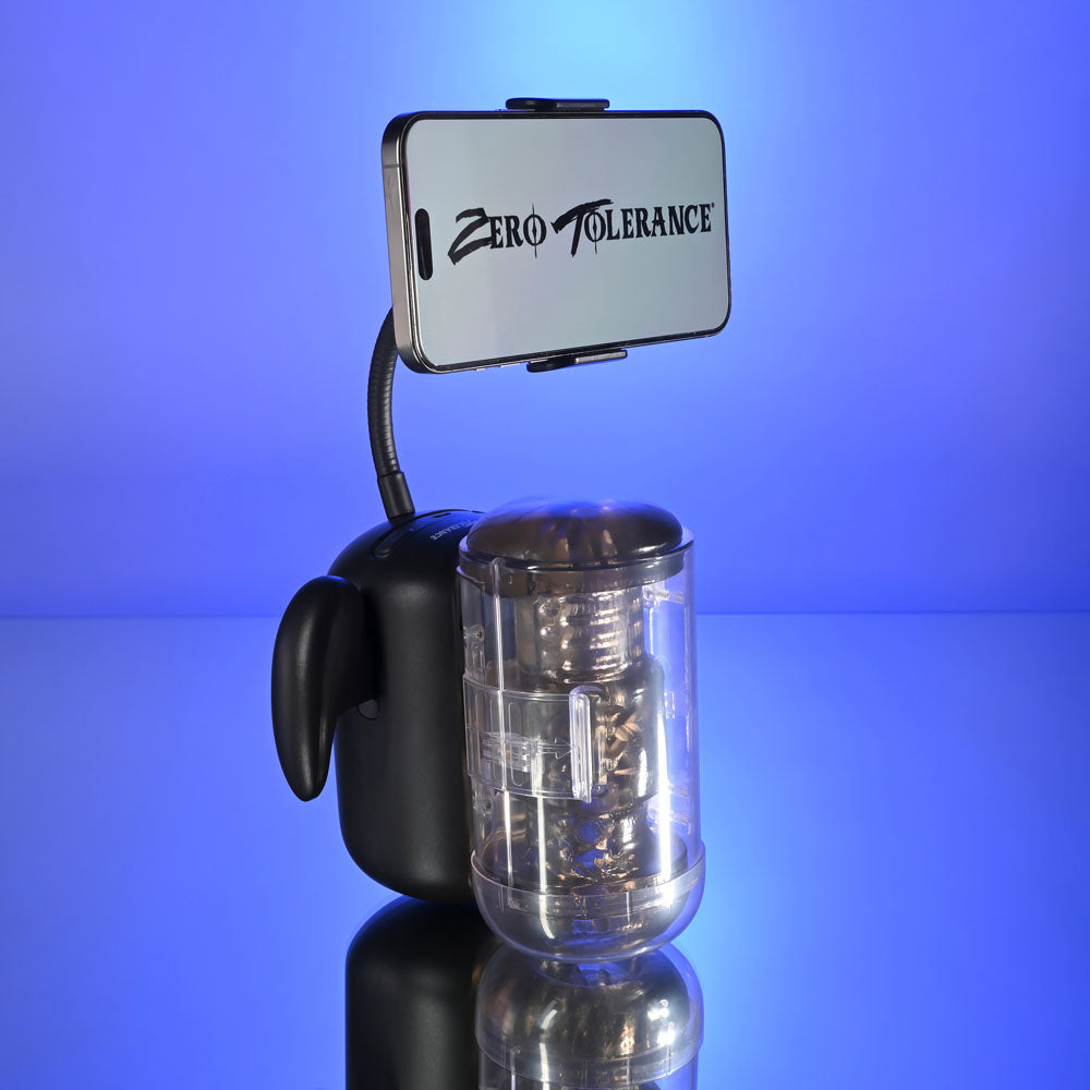 Zero Tolerance Hold Me Tight – USB Rechargeable Vibrating Heated Auto Stroker with Phone Holder > Sex Toys For Men > Masturbators Premium