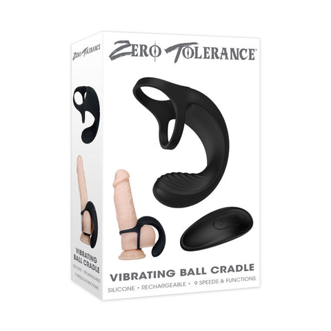 Zero Tolerance Vibrating Ball Cradle - USB Rechargeable Cock Ring Black Cock Rings Vibrating