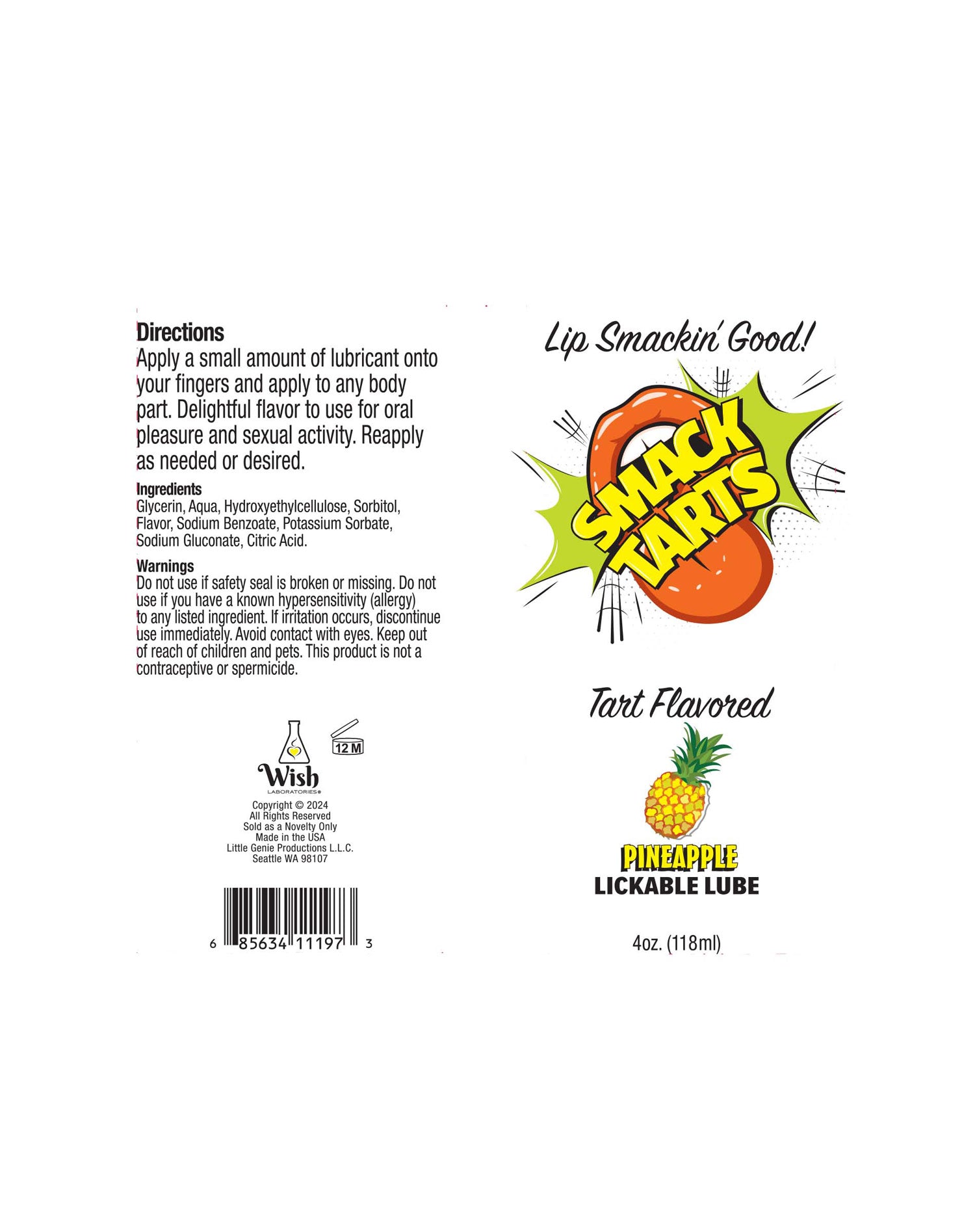 Smack Tarts Sour Pineapple Flavored Lubricant 120ml Tube Default Title > Lube > Flavoured