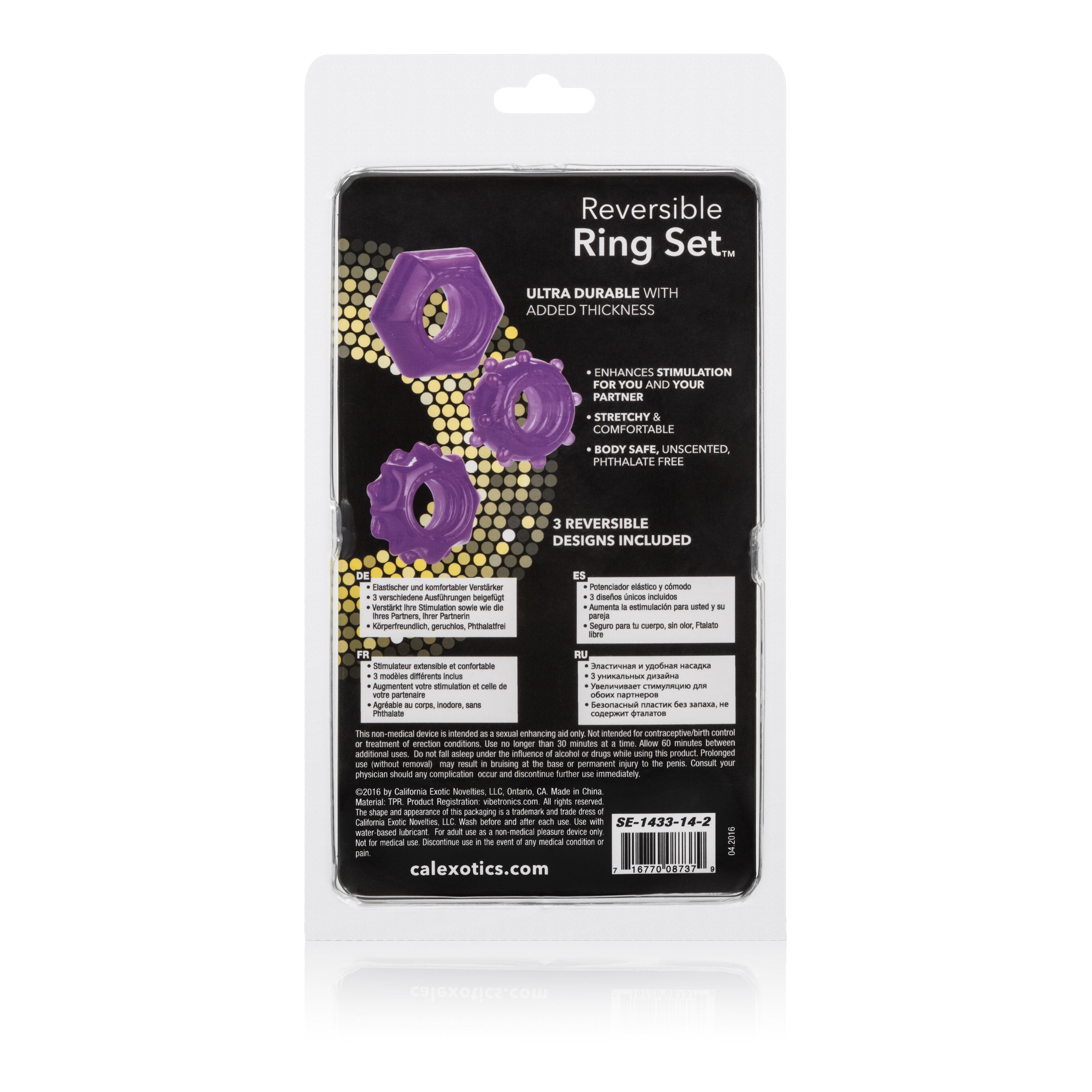 Reversible Ring Set Purple 3-Piece Stretchy Erection Enhancers with Textured Ridges and Grooves COCK RING Set