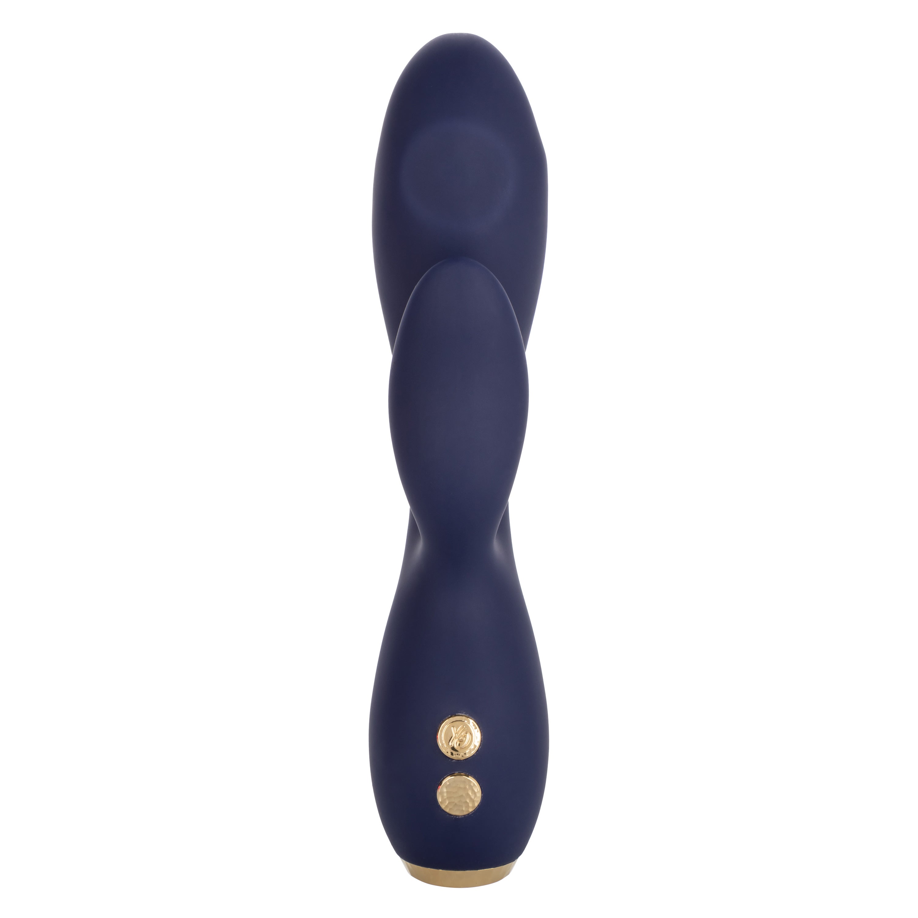 Chic Blossom Navy Blue Flexible Silicone Dual Motor Vibrator with Gold Accents, 10 Speeds, Waterproof and Rechargeable > Vibrators > Ladies > Rabbit
