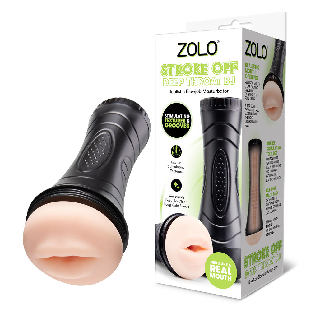 Zolo Deepthroat BJ – Textured Sleeve Male Masturbator Beige > Sex Toys For Men > Masturbators > Manual