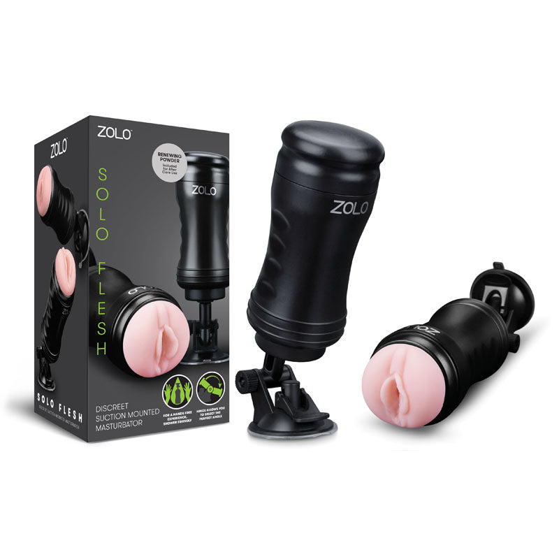 Zolo Solo Vagina Stroker with Suction Base for Hands-Free Pleasure Beige > Sex Toys For Men > Masturbators > Manual