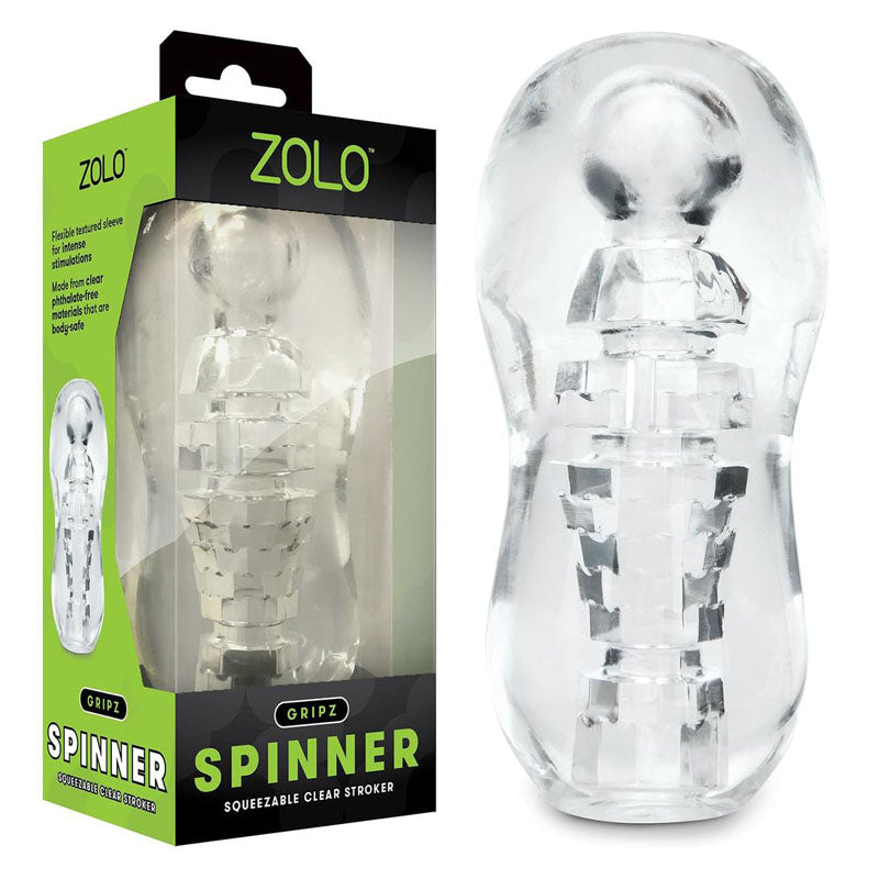 Zolo Gripz Spinner (Clear) – Squeezable Stroker Secondary image