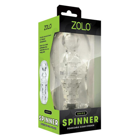 Zolo Gripz Spinner - Squeezable Clear Stroker Strokers - Manual