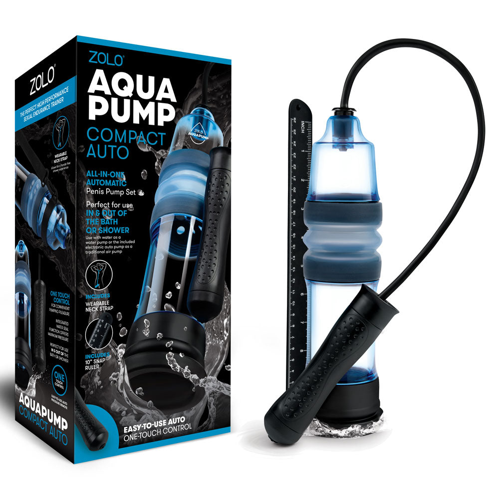 Zolo Aquapump Compact Auto Water Penis Pump 9" insertable Blue > Pumps > Penis Pumps Performance