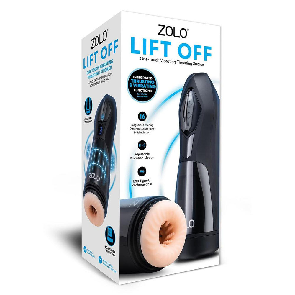 Zolo Lift Off – USB Rechargeable Vibrating and Thrusting Auto Stroker Flesh > Sex Toys For Men > Masturbators Premium