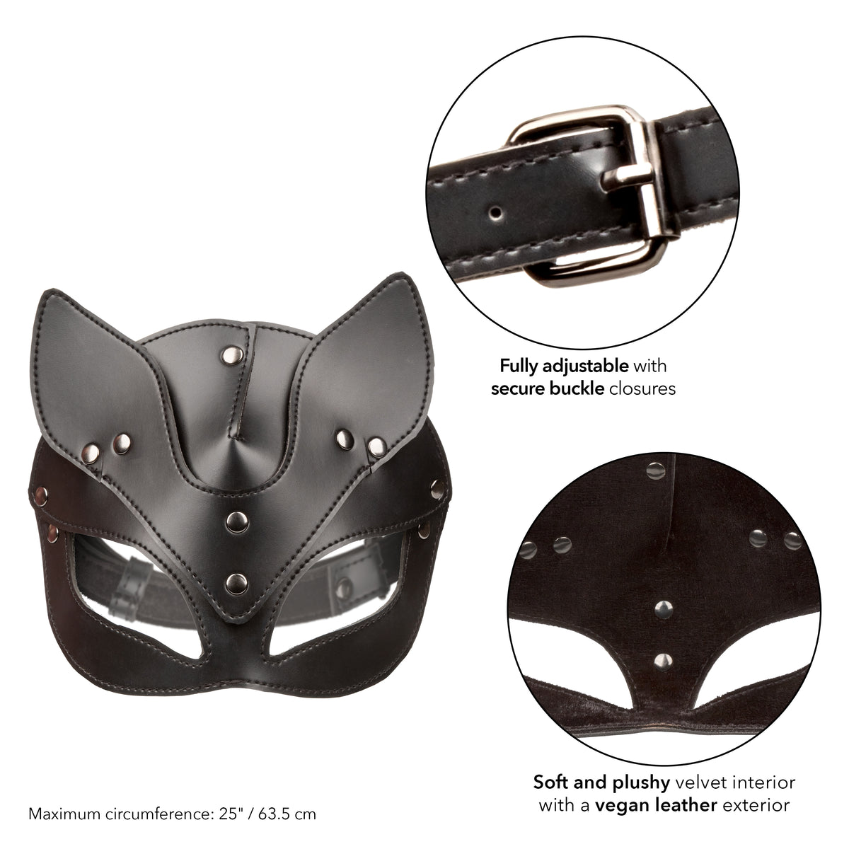 Euphoria Collection Black Cat Mask (Black) – Velvet Interior Adjustable Buckle Mask > Bondage Gear > Masks