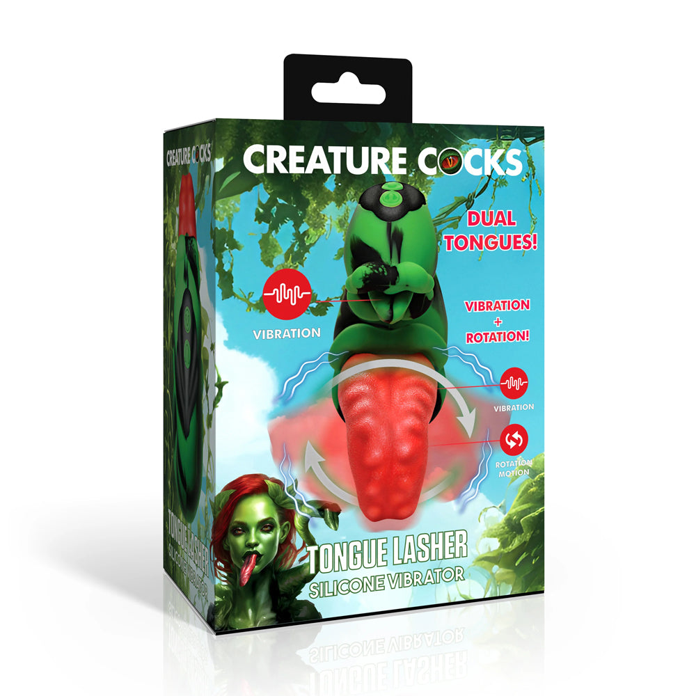 Tongue Lasher Silicone Vibrator Dual Pleasure Green Green > Vibrators > Unconventional
