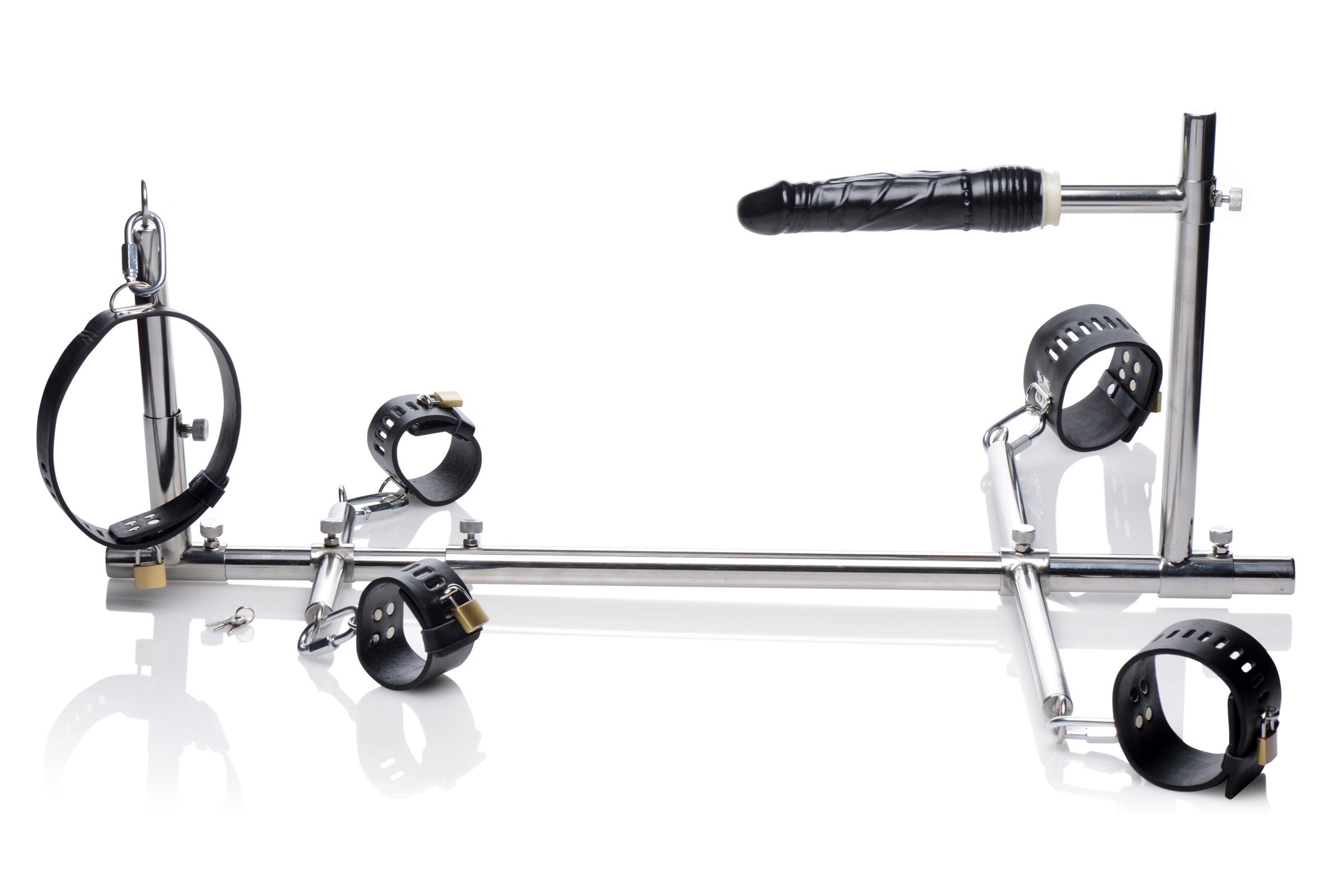 Master Series Imprisoned Metal Stockade with Built-In Dildo – Heavy-Duty Bondage Equipment > Sex Toys > Sex Furniture