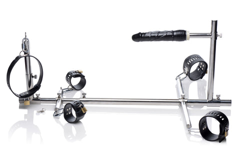 Master Series Imprisoned Metal Stockade with Built-In Dildo – Heavy-Duty Bondage Equipment > Sex Toys > Sex Furniture