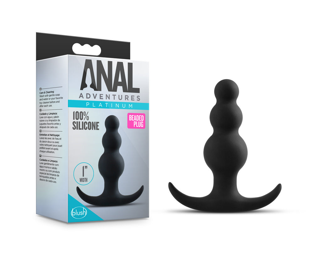 Anal Adventures Platinum Beaded Plug Black 7.6 Cm > Anal Range > Prostate Massagers
