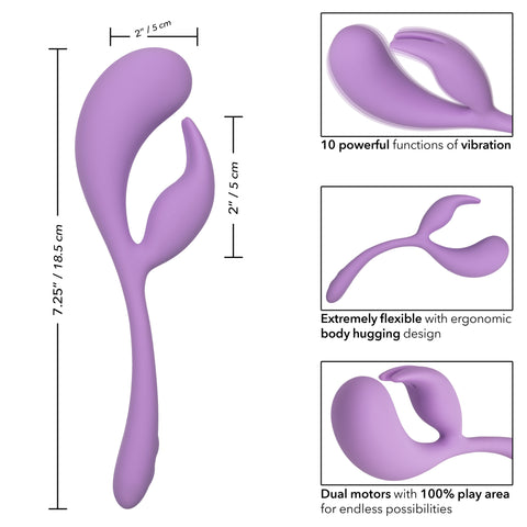 Elle Liquid Silicone Dual Flicker Vibrator in Purple with 10 Vibration Functions and USB Rechargeable Purple VIBRATORS-RABBIT
