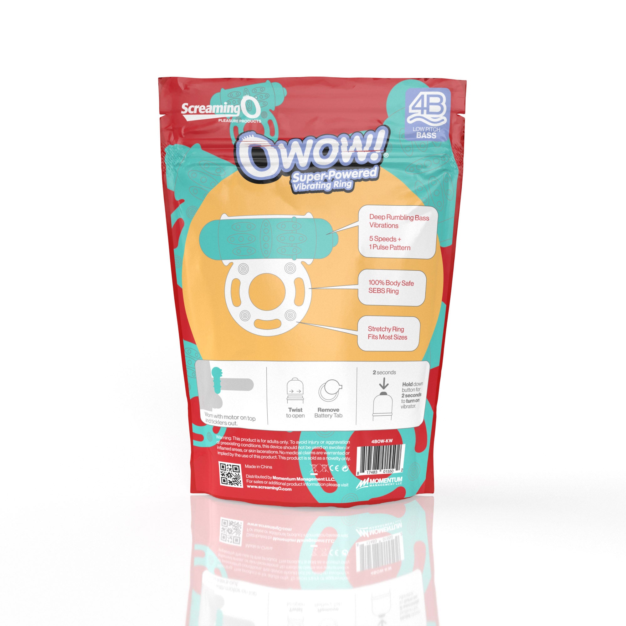 Owow 4B Low Pitch Bass (Kiwi) > Cock Ring > Vibrating