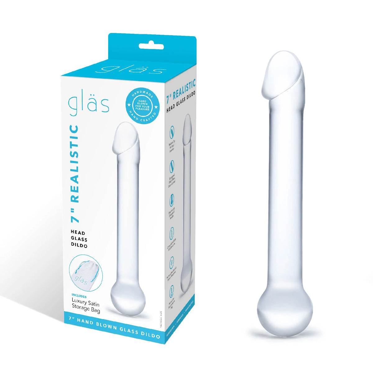 Glas 7 Inch Realistic Head Dildo – Glass Dildo > Glass > Dildos