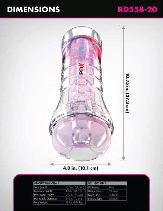 PDX Elite ViewTube XXL (Clear) – LED Stroker > Sex Toys For Men > Masturbators > Manual