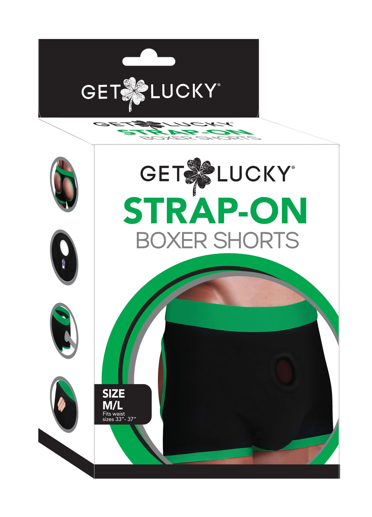 Strap-On Boxer Shorts (Black/Green) – Comfortable Strap-On Harness Underwear (SM-XXL)