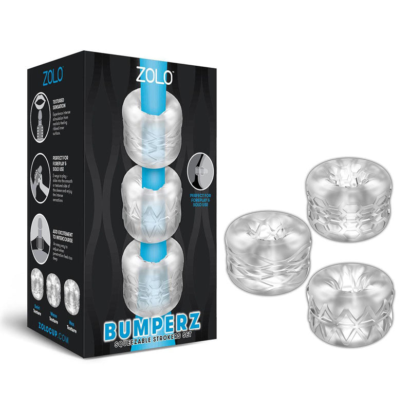 Zolo Bumperz 3 Piece Set – Textured Strokers > Sex Toys For Men > Masturbators > Manual