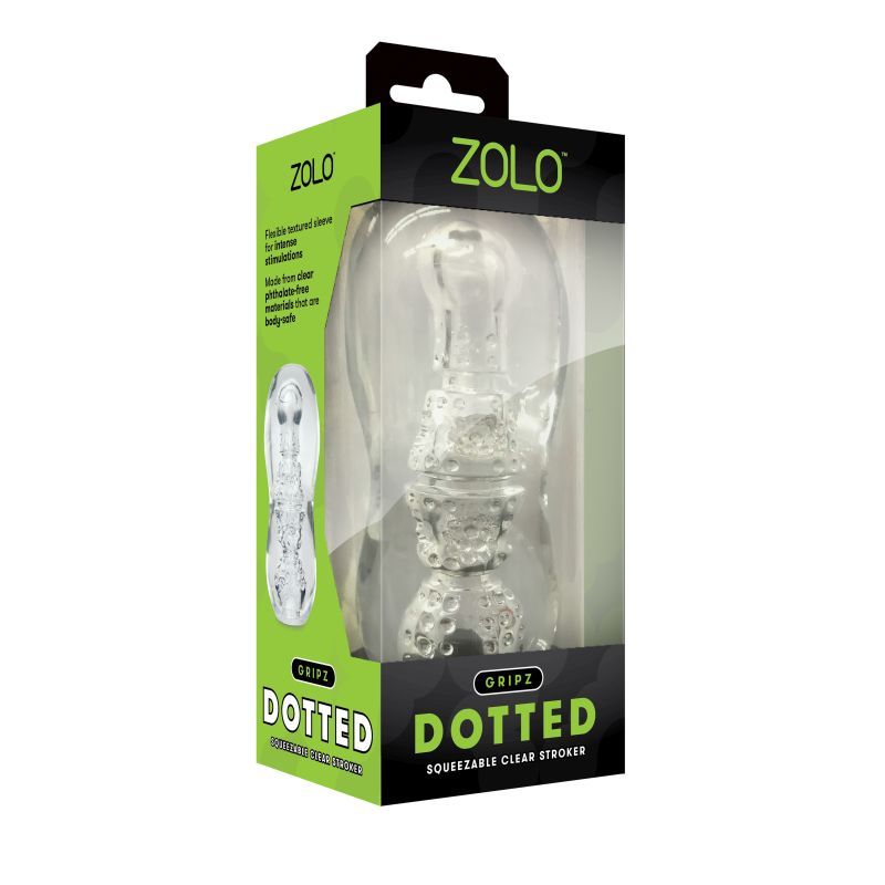 Zolo Gripz Dotted Clear – Squeezable Stroker > Sex Toys For Men > Masturbators > Manual
