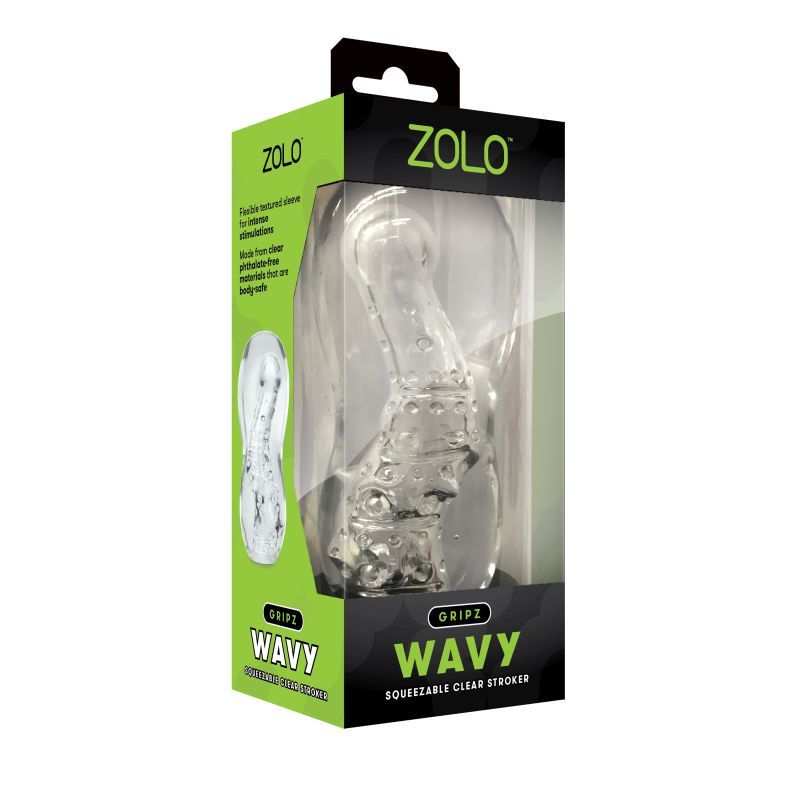 Zolo Gripz Wavy - Squeezable Clear Stroker Strokers - Manual